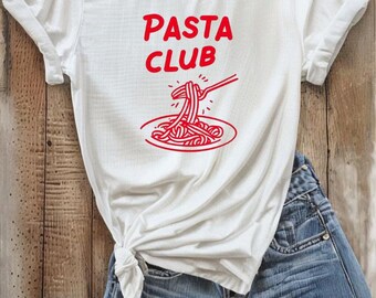 Pasta Club T-shirt, Italian Food Tee, Fork Twirl Pasta Design, Red Font Shirt, Foodie Gift, Gift for Food Lovers, Culinary Gift Ideas, Italy