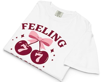 Feeling Lucky T-Shirt, Women's Graphic Tee, Lucky 777 Shirt, Cherries and Stars Top, Casual Tee, Lucky Gift, Lucky Apparel, Moroney, Wallen