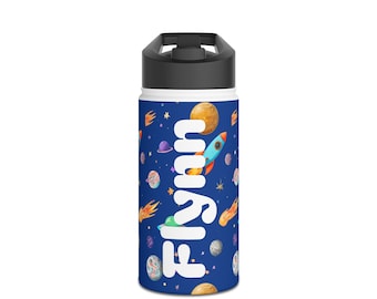 Cosmic Adventure Water Bottle | Space-Themed, Personalized Insulated Flask, Gift for Kids, Astronomy Enthusiasts, Camping Gear