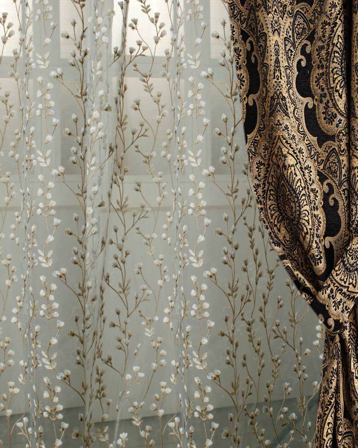 Polyester Sheer 52 Wide With Intricate Floral Embroidery Etsy