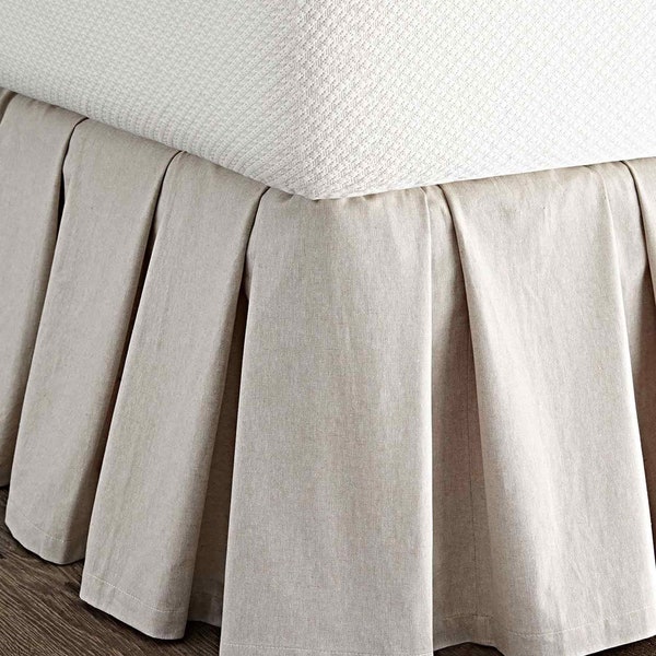 Natural Toned Organic Linen Bed Skirt 18" drop (King Size & Queen Size) for Bed Room