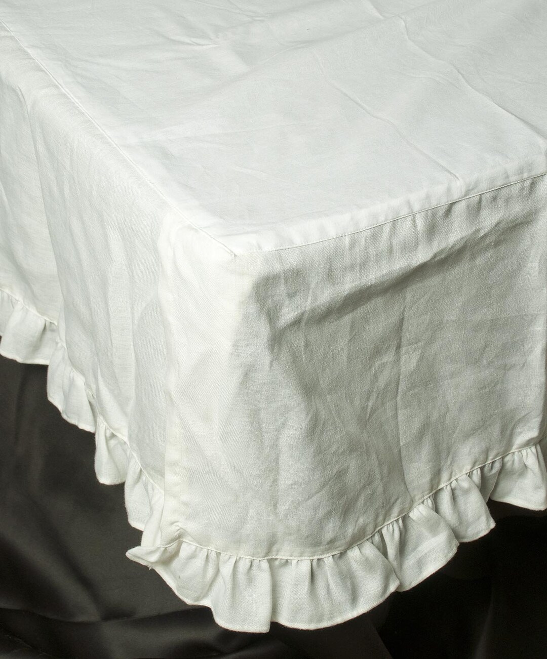 Linen Ruffled Bed Skirt 18 Drop With Corner Slits as Bedding Etsy