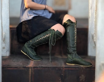 Boots woman, Women Boots, Knee boots, Women Leather Boots, Lace up Boots, HANDMADE Original 100% leather.