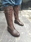 Handmade Women's knee high leather boots - lace up Riding Boots, Custom fit, Genuine Leather product logo