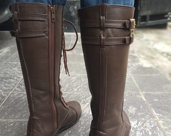 【suzen】Baritone lace-up long boots Amazon.com: Over the Knee Boots for Women Long Combat Boots