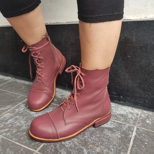 Stiefel Frau, Lederstiefel, Stiefeletten Frau, Schnürstiefel, Handgefertigte Stiefel 100% Leder