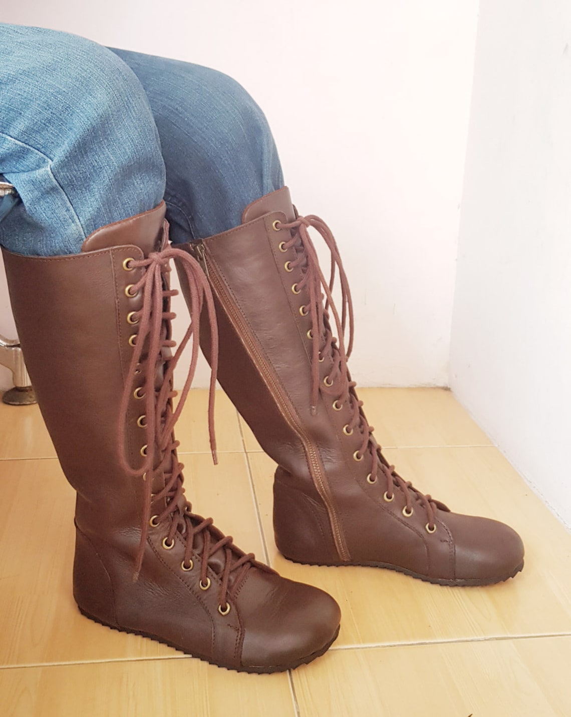 lace up knee boots