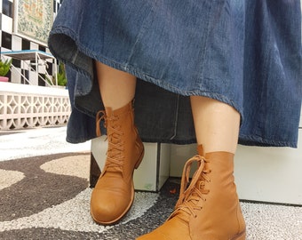 Handmade Shoes, Boots Woman, Lace up Boots, Ankle Boots Woman