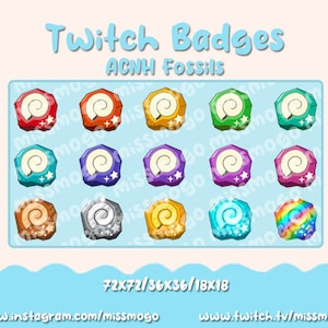 ACNH Fossil Subscriber/Membership Badges for Twitch or YouTube