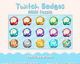 ACNH Fossil Subscriber/Membership Badges for Twitch or YouTube