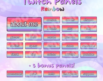 Paneles Rainbow Twitch / Lindo paquete Twitch para streamers / Activos de transmisión coloridos