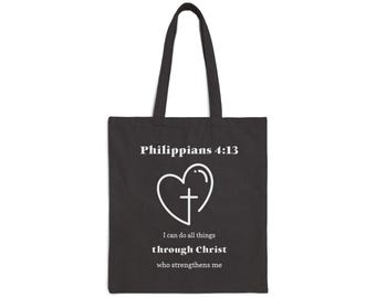 Filipenses 4:13 Puedo hacer todas las cosas Bolsa de mano cristiana Versículo bíblico Regalo para mujeres Bolsa de compras reutilizable para la iglesia Accesorios basados en la fe