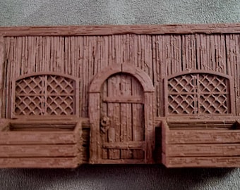 Miniature Building Facade - Market 2 Bins   | 28mm Tabletop Wargaming Terrain