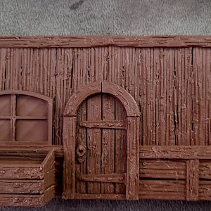 Miniature Building Facade - Market 1 Bins   | 28mm Tabletop Wargaming Terrain