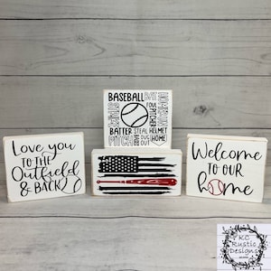 Baseball wood sign/ Baseball decor/wood signs/ tiered tray decor/ buffet decor/ mantle decor/ baseball/ summer tier tray/baseball tier tray/