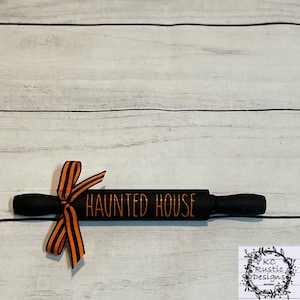 Haunted house mini wood rolling pin/ Halloween decor/ tier tray decor/ Halloween rolling pin/ Halloween tier tray