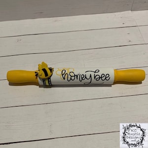 Bee mini wood rolling pin/ tiered tray decor/ bee decor/ farmhouse