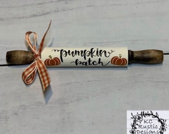 Pumpkin Patch mini wood rolling pin/ Fall decor/ pumpkin decor/ tiered tray decor/ Thanksgiving decor