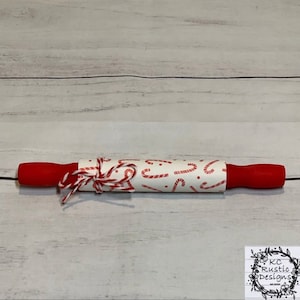 Candy cane wood mini rolling pin/ Christmas decor/ tiered tray decor/ Christmas/ candy canes