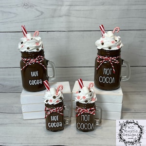 Faux Hot Cocoa drink/tier tray decor/ Christmas decor/ hot cocoa decor/Christmas tier tray/faux drink/buffet decor/coffee bar/hot cocoa bar