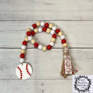 Baseball wood beaded garland/ tier tray decor/ baseball garland/ baseball decor/ farmhouse/ buffet decor