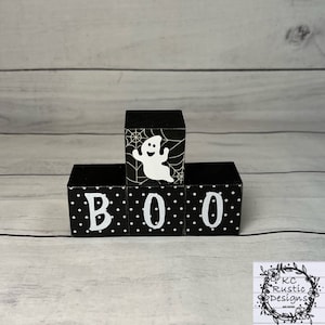 Halloween wood blocks/ Halloween decor/BOO/ tier tray decor/wood decor/ wood blocks/mantle decor/ Halloween tier tray decor