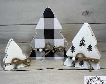 Arbres en bois/plateau d'hiver/Décoration de Noël/Sapins de Noël/déco pour les Fêtes/gardien d'étagère/déco de buffet/Décoration de plateau de Noël/Noël