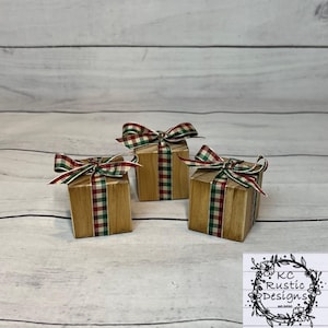 Mini wood Christmas presents/ tier tray decor/ Christmas tier tray decor/ wood presents/ Christmas decor/