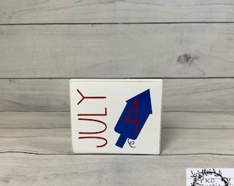 4th of July wood sign/ patriotic decor/ tiered tray decor/ 4th of July