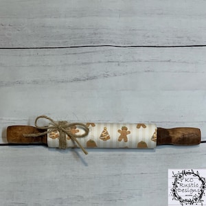 Gingerbread mini wood rolling pin/ Christmas decor/ tiered tray decor/ rolling pin