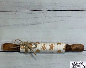 Gingerbread mini wood rolling pin/ Christmas decor/ tiered tray decor/ rolling pin