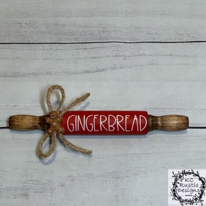 Gingerbread mini wood rolling pin/ tiered tray decor/ Christmas decor/ gingerbread man/ farmhouse decor