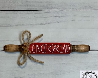 Mini mattarello in legno di pan di zenzero/decorazione per vassoi a più livelli/decorazione natalizia/omino di pan di zenzero/decorazione da fattoria