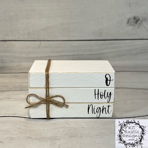 O Holy Night mini wood book stack/ tier tray decor/ Christmas book stack/ wood book/ book bundle/ Farmhouse