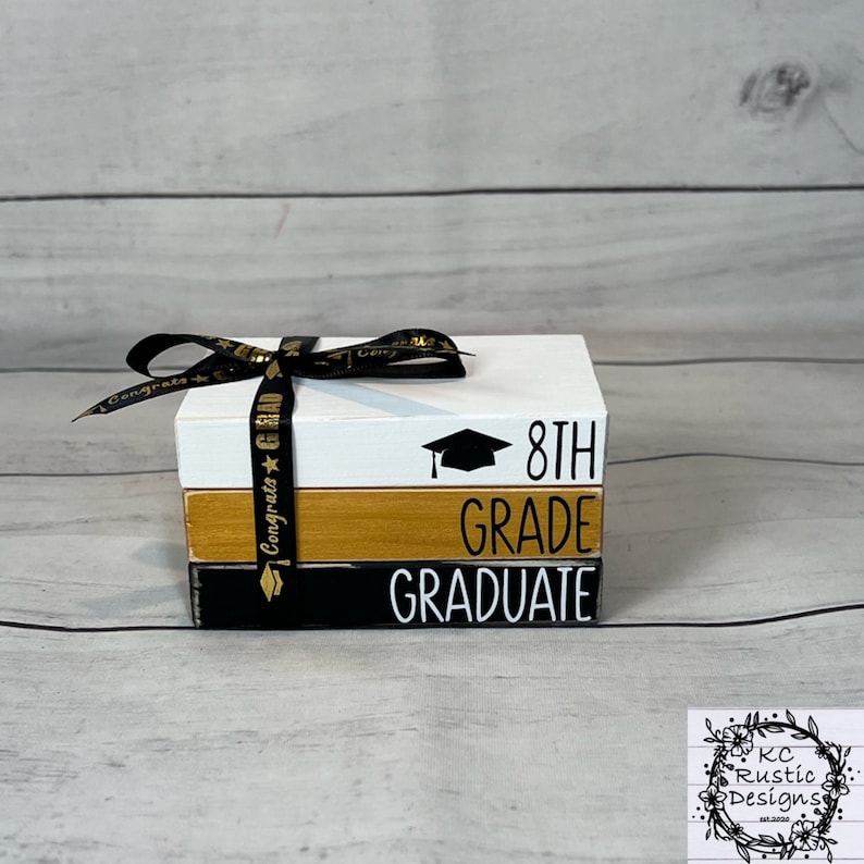 Graduation Mini Wood Book Stack/graduation Tier Tray/8th Grade Graduate ...