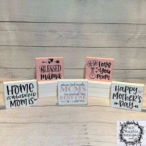 Letrero de madera para el Día de la Madre, letrero para mamá, decoración de bandeja escalonada, letrero de madera, Día de la Madre, regalo, estante para colocar en la estantería, estilo rústico