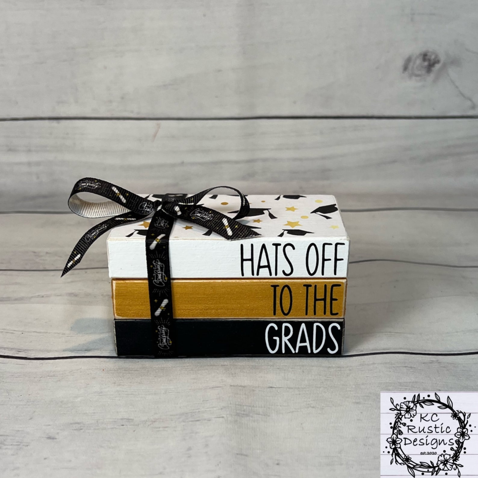 Graduation Mini Wood Book Stack/graduation Tier Tray/8th Grade Graduate ...