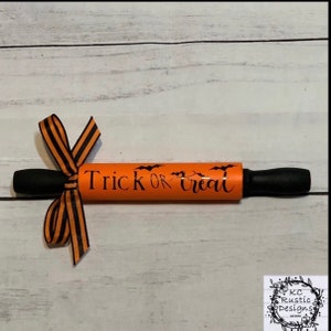 Halloween mini wood rolling pin/ tiered tray decor/ Trick or Treat/ Halloween tier tray/ holiday decor/ Halloween decor/