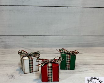 Mini regali di Natale in legno/decorazione per vassoi a più livelli/decorazione per vassoi a più livelli di Natale/regali in legno/decorazione natalizia/