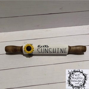 Mini mattarello in legno Hello Sunshine/girasoli/arredamento vassoio a più livelli/arredamento primaverile/arredamento estivo/arredamento in legno
