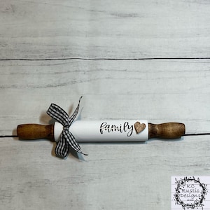 Family mini wood rolling pin/ home decor/ tier tray decor/ farmhouse/ wood decor/ family