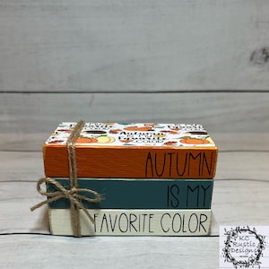 Autumn is my favorite color mini wood book stack/ fall decor/ wood books/ tier tray decor/ farmhouse decor/ autumn decor/ book bundle