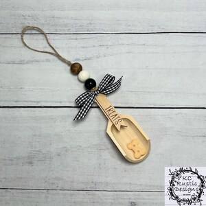 Dog treats wood beaded scoop/ tiered tray decor/ pet decor/ dog decor/ treats scoop/ canister garland/ wood scoop/ farmhouse/home decor