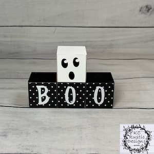 Halloween wood blocks/ Halloween decor/BOO/ tier tray decor/wood decor/ wood blocks/mantle decor/ Halloween tier tray decor