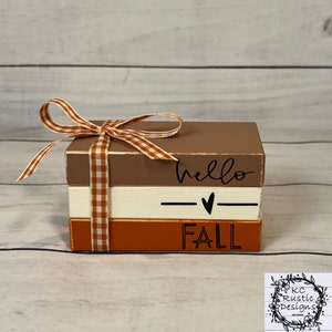 Fall mini wood book stack/ tier tray decor/ fall wood book stack/ Thanksgiving decor/ farmhouse/ wood books/ book bundle/ fall decor