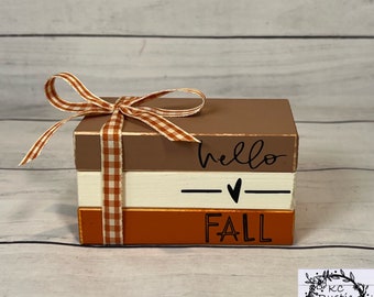 Fall mini wood book stack/ tier tray decor/ fall wood book stack/ Thanksgiving decor/ farmhouse/ wood books/ book bundle/ fall decor