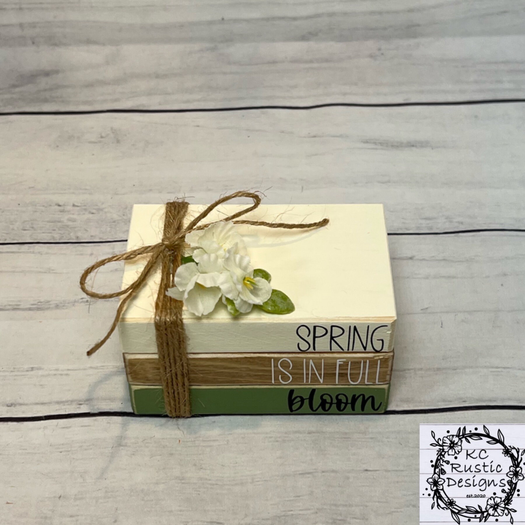 Spring Book Stack Spring Mini Wood Book Stack/tier Tray Decor/spring Decor/ Wood Books ...