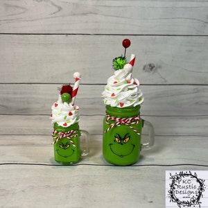 Grinch inspired faux drink/tier tray decor/Christmas decor/faux drink decor/Christmas tier tray/ faux drink/coffee bar/mantle decor/