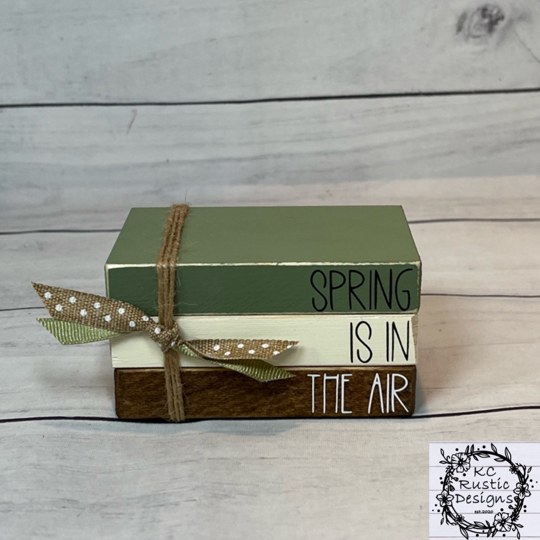 Spring Book Stack Spring Mini Wood Book Stack/spring is in the Air/tier Tray Decor/wood ...