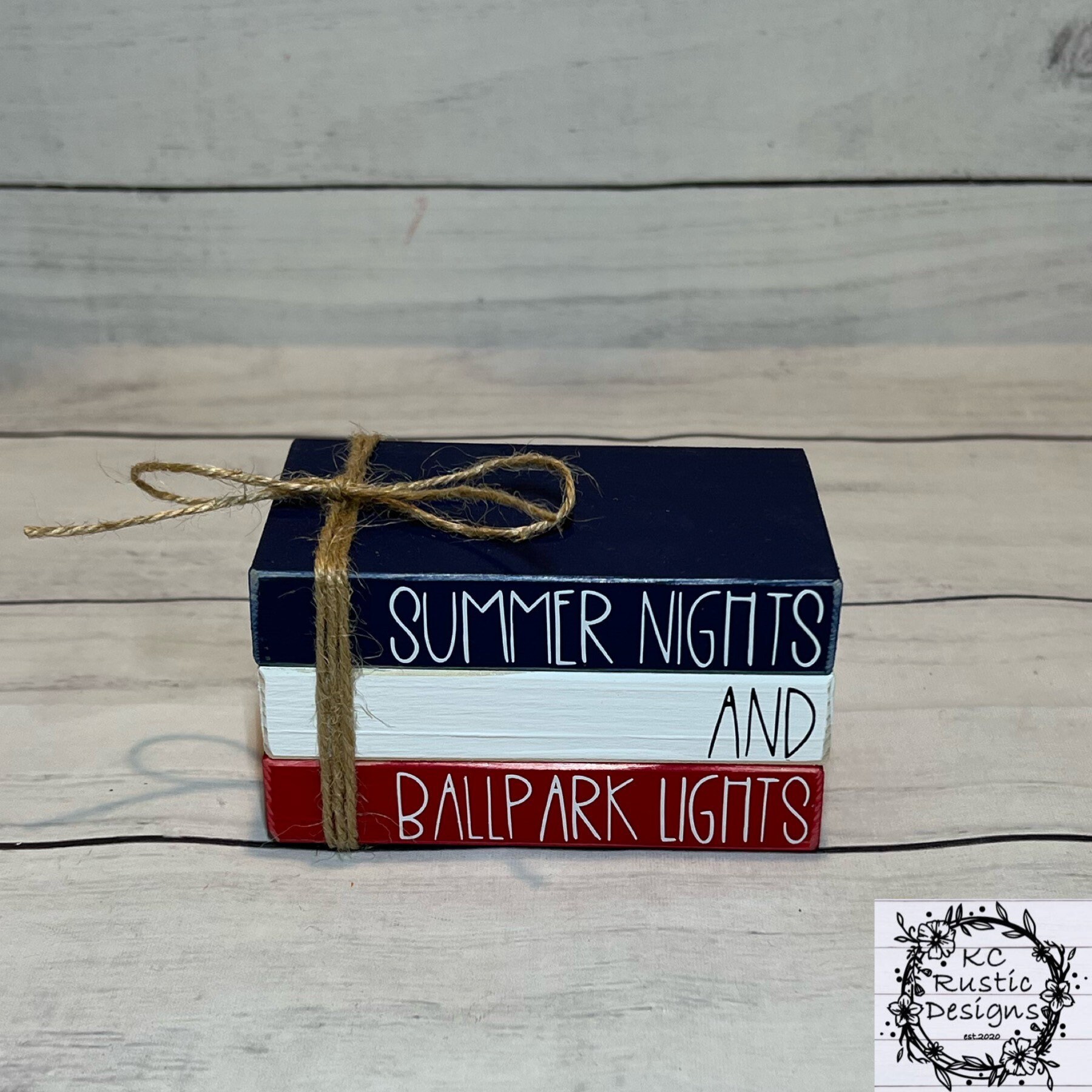 Baseball mini wood book stack/ tiered tray decor/ baseball tier tray/ wood books/ sports